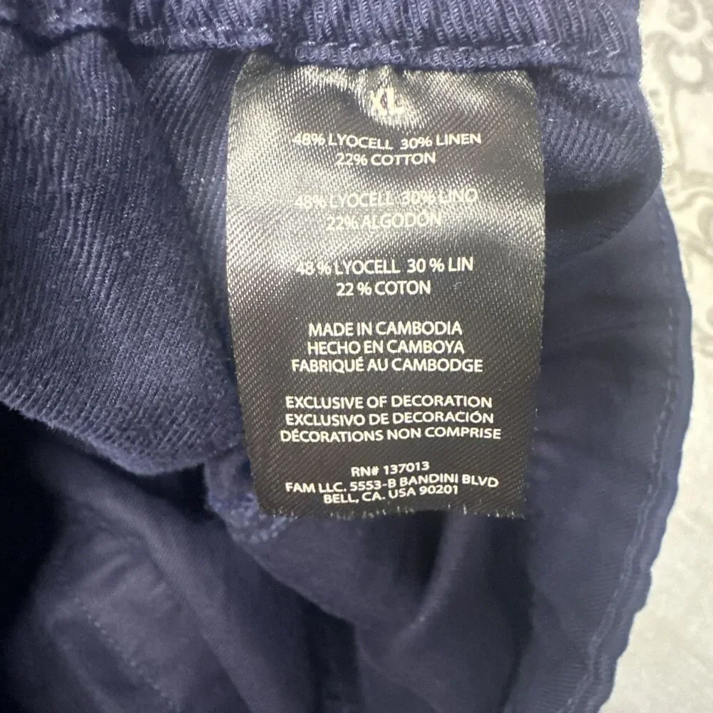 Banana Republic Linen Blend Tapered Crop Pull-On Pant - XL - BLUE